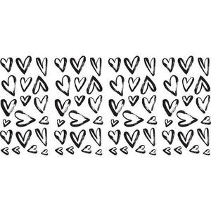 76 pc Sketch Hearts Wall Decal Black